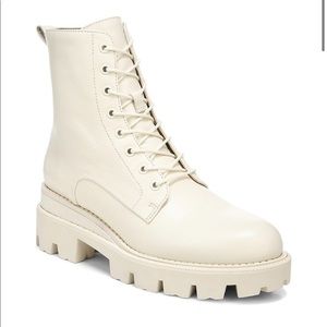 BRAND NEW NEVER WARN STILL IN BOX: Sam Edelman Garret leather combat boot, ivory